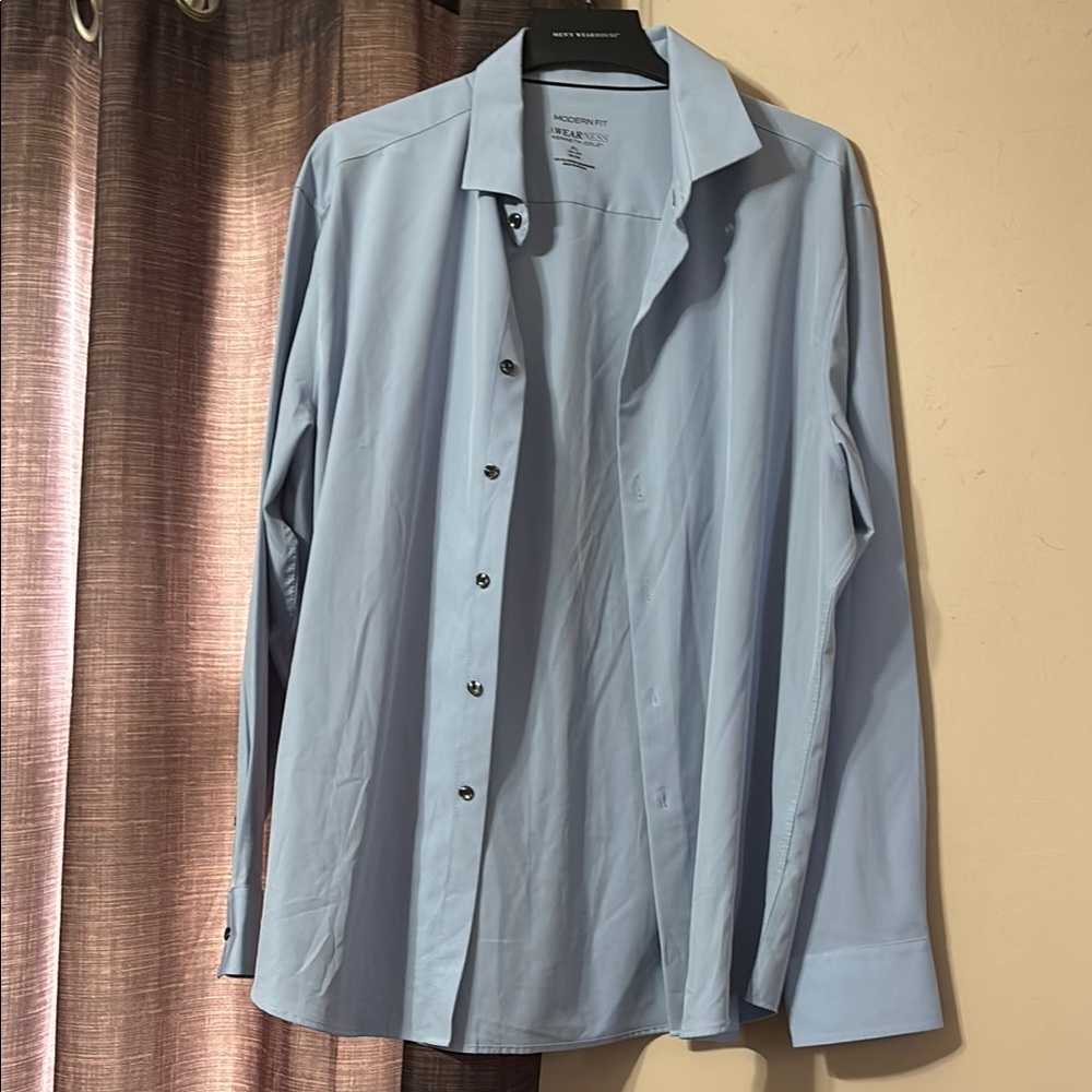 Kenneth Cole Blue Casual Button Down Shirt with Classic Collar